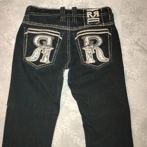 Rock Revival Black Jeans with Gold Accents
